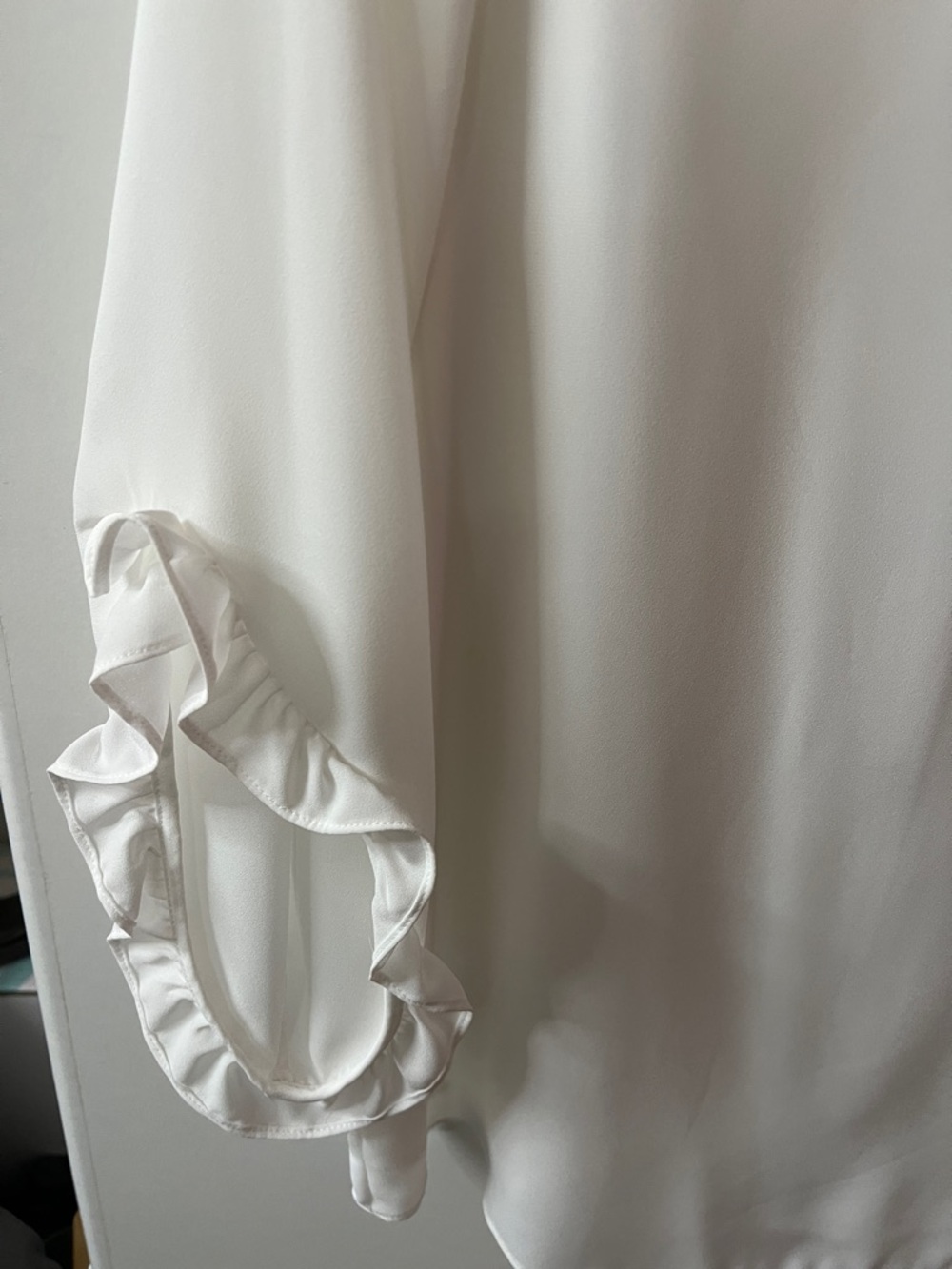 Calvin Klein White Ruffle Sleeve Blouse - Picture 3 of 6